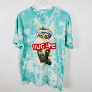 DOM Hug Life Gangster Cat Tee Tie Dye Large